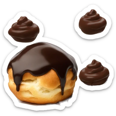 A profiterole with chocolate dip next to it sticker