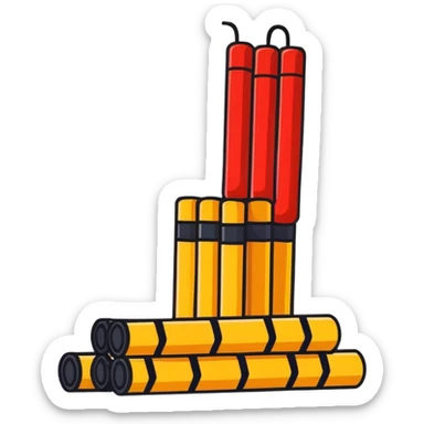 stack of dynamite sticks with fuse sticker