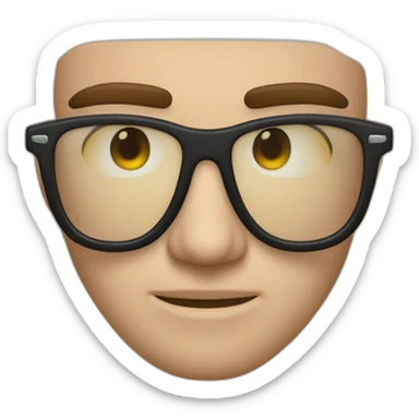 cara de hombre con lentes pensativo sticker