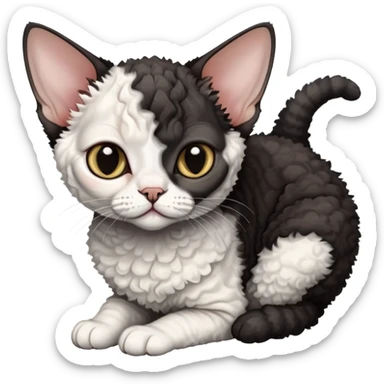 Black and white Devon Rex sticker