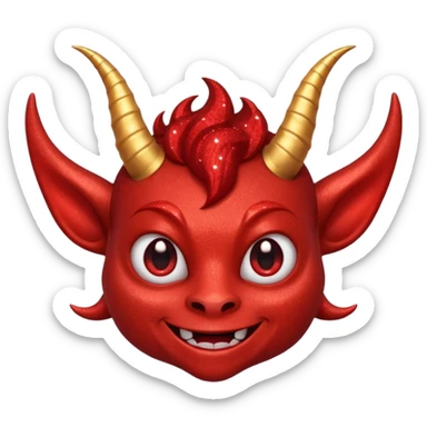 red glitter imp happy sticker