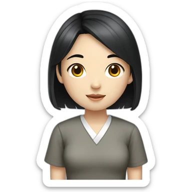 korean school girl with straight black hair sticker