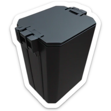 Futuristic tall thin narrow width rectangular military cannister colored matte black sticker