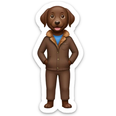 Chocolate lab wearing pants sticker