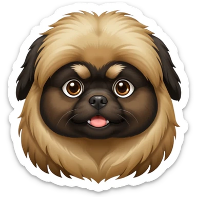 Black Pekingese with tan brow spots and tan snout  sticker