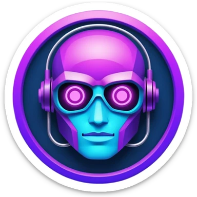 neon cyberpunk-themed icon representing making things sticker
