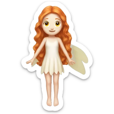 a white skin fairy, long ginger hair and wings sticker