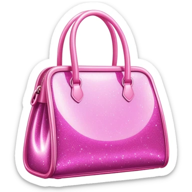 pink shiny sparkly glittery Barbie-style bag sticker