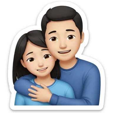 An Asian guy hugging an Asian girl who’s crying sticker