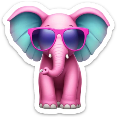 A pink elephant with wings wearing sun glasses sticker