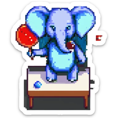 elephant playing ping pong sticker