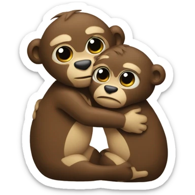 two mokeys hugging sticker