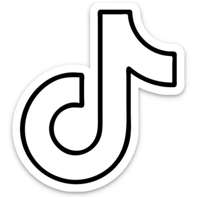 White TikTok logo, simple, clean, just outlines, on transparent background, no frame sticker