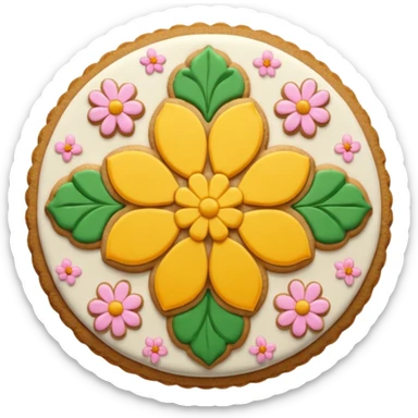 Genji cookie emoji, round with flower pattern sticker