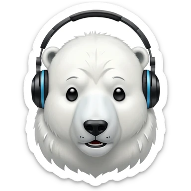 Polar bear wearing massive headphones while listening to mitski and crying  sticker