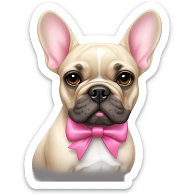 French bulldog with a pink bow sticker