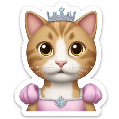a cat with a princess dress sticker
