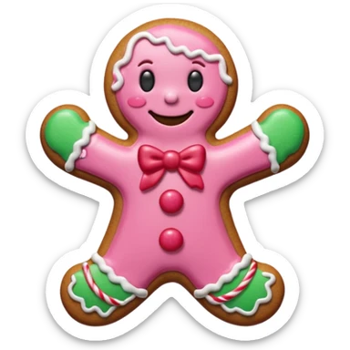 christmas gingerbread pink and red sticker