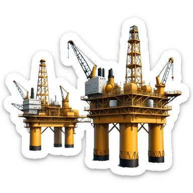 Oil platforms in the ocean beautiful big full scenic scenery full canvas sticker
