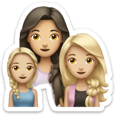 three girls, one is blond, one is brunette and one asian sticker