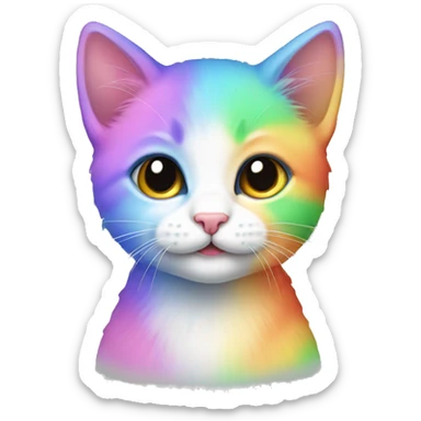 Rainbow colored kitten sticker
