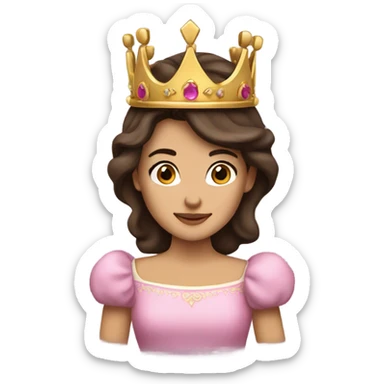 Brunette princess with a tiny crown sticker