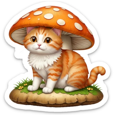 Cat on mushroom  sticker