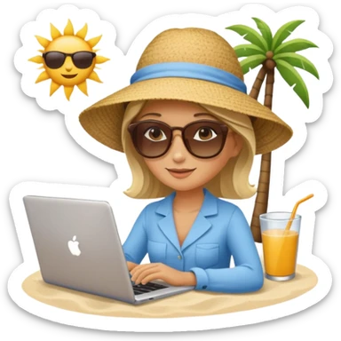 nutricionist with a computer at the beach sticker