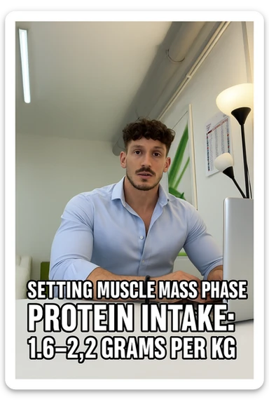 Uomo che imposta la sua fase di massa a proteine intorno 1.6 - 2.2g per kg sticker