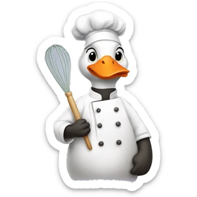 A goose dressed like a chef with one whisk in his hand sticker