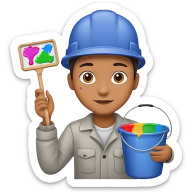 Poster Paster + bucket, Street Artist. sticker