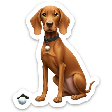 Vizsla playing golf sticker