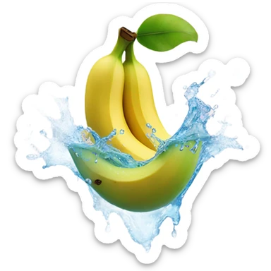banana and apple with water splash sticker