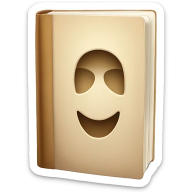 An open, hardcover book, depicted with a beige cover. Commonly used for various content concerning reading, writing, learning, and schooling. sticker