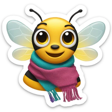 Bee wearing scarft sticker