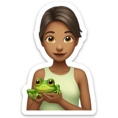 cute girl with frog sticker