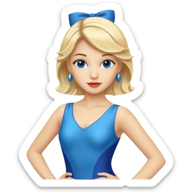 blue jazz style dance costume on blonde sticker