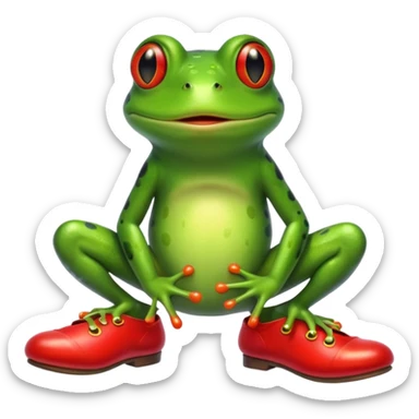rana con zapatos rojos sticker