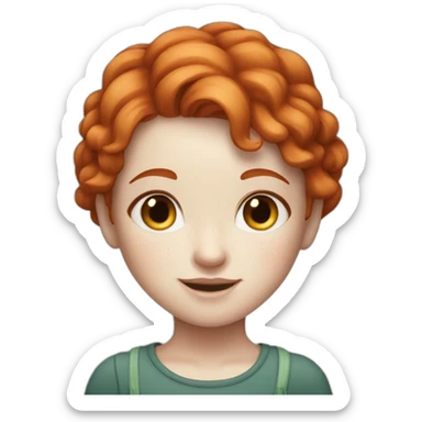 a cute redhead girl with pale white skin and freckles sticker