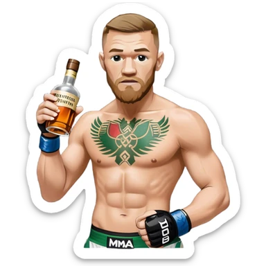 Conor mcreggor in the mma octagon with whiskey sticker