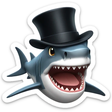 Shark with a top hat sticker