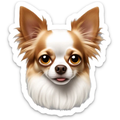 Long haired chihuahua white with reddish brown angry sticker