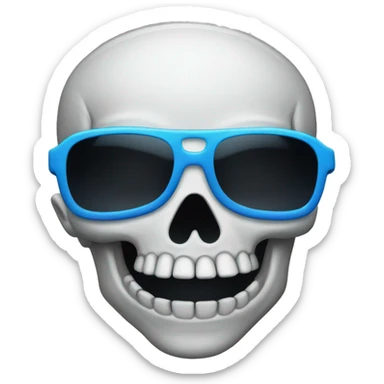 cool ass skull emoji with blue flams sticker