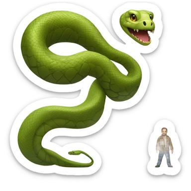 Giant snake compared to really small dinasour sticker