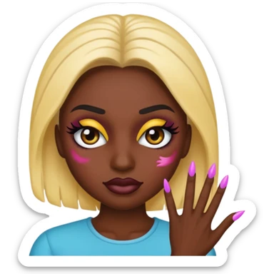 Baddie emoji with fake lashes and nails sticker