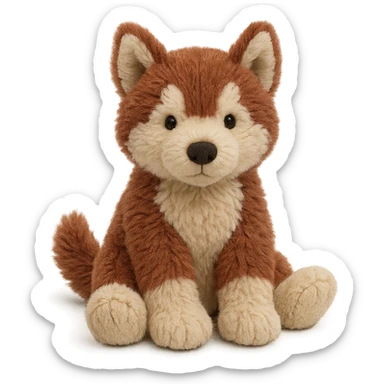 jellycat stuffed plush reddish-brown siberian husky pup sticker
