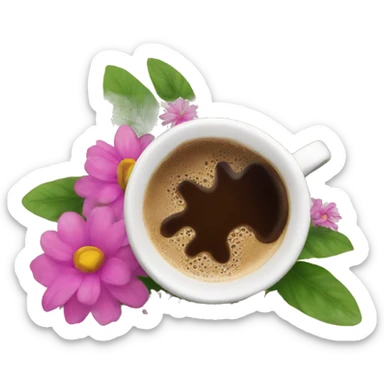 Coffee and flowers sticker