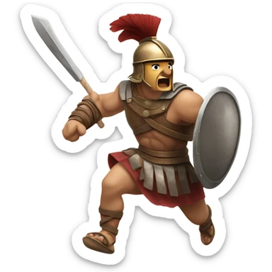 Gladiator running from the side, empty hands, full sprint sticker