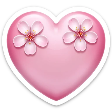 white heart with pink sakura blossom sticker