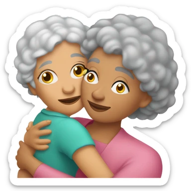 Latina grandma with grey hair hugging her Latina grand daughter sticker